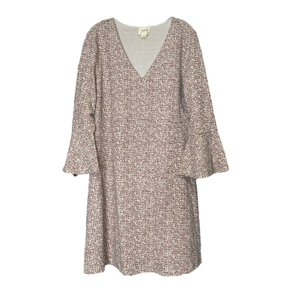 Maeve Anthropologie Susie Tweed Sweater Dress XL Bell Sleeve V-Neck Shift NWOT - Picture 1 of 8